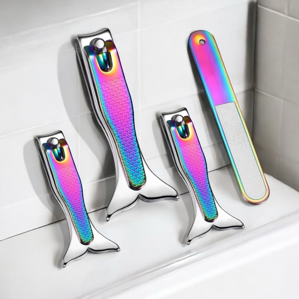 Iridescent Mermaid Stainless Steel Nail Clipper Set, NWT